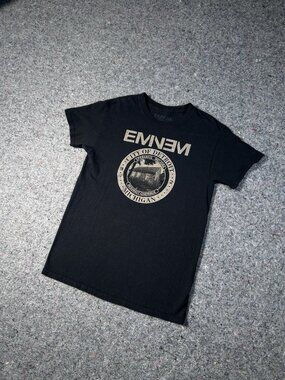 Eminem T-Shirt (City Of Detroit Michigan) Graphic Tee Black Adult Size S/M